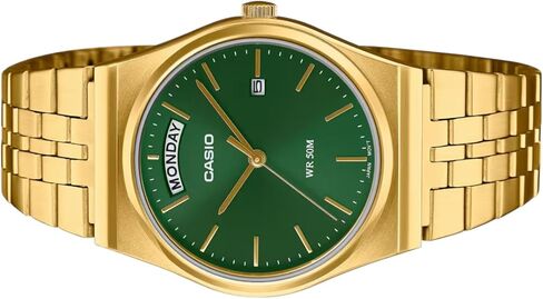 Casio MTP-B146G-3AV Men's Vintage Gold Tone Stainless Steel Green Dial Day Date Analog Watch in Saudi Arabia