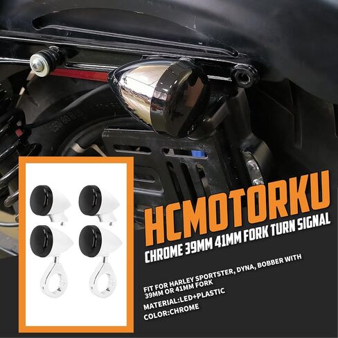 Motorcycle LED Turn Signal Fog Light 39mm 41mm Fork Clamp Front Rear Fit For Harley Sportster XL 883 1200 (Black Housing Black Lens) in Kuwait