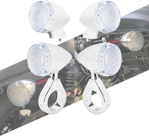 Motorcycle LED Turn Signal Fog Light 39mm 41mm Fork Clamp Front Rear Fit For Harley Sportster XL 883 1200 (Black Housing Black Lens) in Kuwait