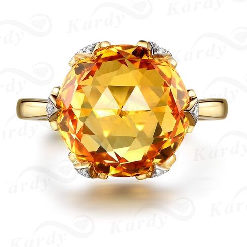 نادر 7.8 CTRINE حلقة السترين الطبيعية مع جنوب إفريقيا الماس من 5 نقاط الأحجار الكريمة الصلبة 14K صفراء الذهب خواتم الذكرى السنوية للنساء in Kuwait