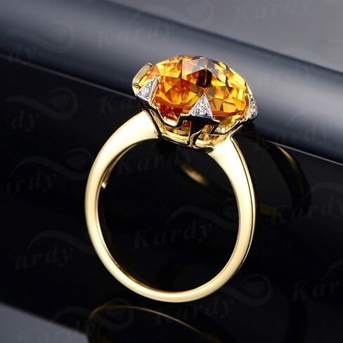 نادر 7.8 CTRINE حلقة السترين الطبيعية مع جنوب إفريقيا الماس من 5 نقاط الأحجار الكريمة الصلبة 14K صفراء الذهب خواتم الذكرى السنوية للنساء in Kuwait