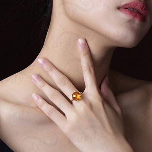 نادر 7.8 CTRINE حلقة السترين الطبيعية مع جنوب إفريقيا الماس من 5 نقاط الأحجار الكريمة الصلبة 14K صفراء الذهب خواتم الذكرى السنوية للنساء in Kuwait