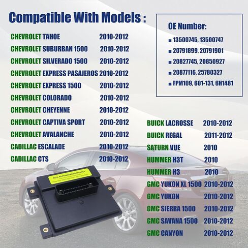 AITKEN Fuel Pump Control Module Compatible with GMC Yukon Sierra/Savana 1500 Canyon, Cadillac CTS Escalade, Chevy Tahoe Suburban/Silverado 1500 Colorado Avalanche 2008-2009 Replace# 15239857 601-132 in Saudi Arabia