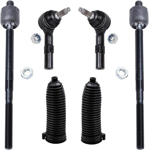 Detroit Axle - Front 6pc Tie Rods Kit for 06-10 Ford Explorer Sport Trac Mercury Mountainseer ، 4 inner و Outer Tie Rods 2 Boots + Bellows 2006 2007 2008 2008 2010 in Saudi Arabia