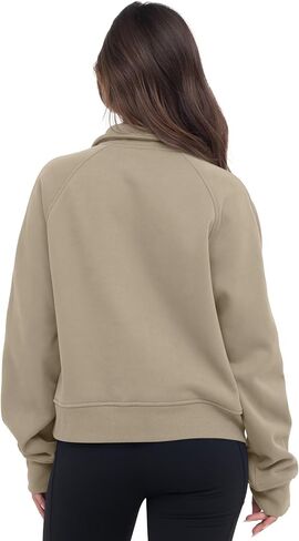 VIUTIL Womens Half Zip Sweatshirt Fleece Cropped Pullover with Thumb Hole Fall Trendy Clothes 2024 in Kuwait