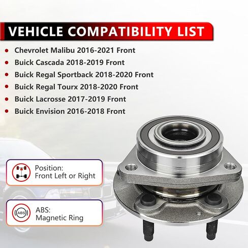 513398 (Pair) Front or Rear Wheel Bearing Assembly for Chevrolet Malibu 2016-2021,for Buick Lacrosse 2017-2019, for Envision 2016-2018, for Regal TourX, for Regal Sportback, 5 Lugs w/ABS in Saudi Arabia