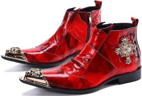Santimon Mens Dress Boots Western Leather Fashion Brown Discaled Hode-Ho Tip Tip Tip Shoes in Saudi Arabia
