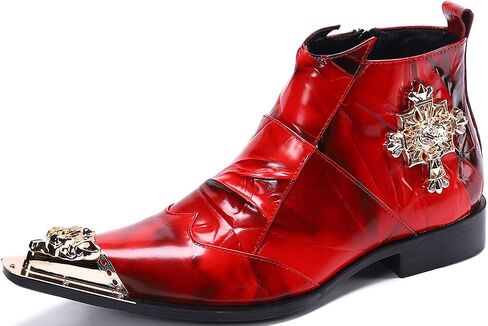 Santimon Mens Dress Boots Western Leather Fashion Brown Discaled Hode-Ho Tip Tip Tip Shoes in Saudi Arabia