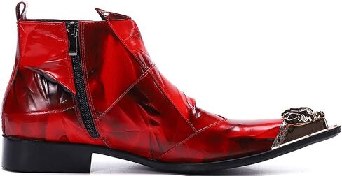 Santimon Mens Dress Boots Western Leather Fashion Brown Discaled Hode-Ho Tip Tip Tip Shoes in Saudi Arabia