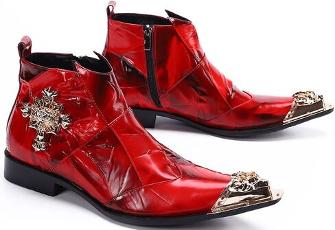 Santimon Mens Dress Boots Western Leather Fashion Brown Discaled Hode-Ho Tip Tip Tip Shoes in Saudi Arabia