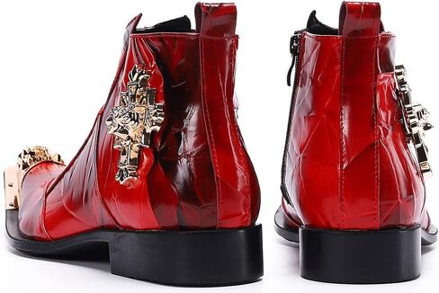Santimon Mens Dress Boots Western Leather Fashion Brown Discaled Hode-Ho Tip Tip Tip Shoes in Saudi Arabia