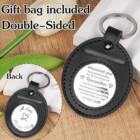 Pocket Hug Token Gift Keychains - Long Distance Gifts Keepsake, Double Sided Stainless Steel with Leather Have Hug Keychain in Saudi Arabia