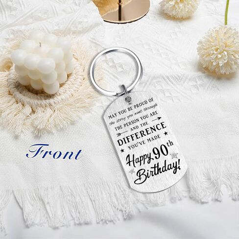 Yobent 90th Birthday Gifts for Men 1935, Happy 90th Birthday Keychain, 90 Year Old Bday Gift for Man Male, The Legend was Born in 1935 in Saudi Arabia
