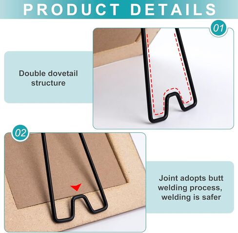4pcs photo aceel back stand ، قوس إطار صورة لذاته ، إطار من الفولاذ المقاوم للصدأ دعم الظهر لرسومات الصور- الأسود in Saudi Arabia