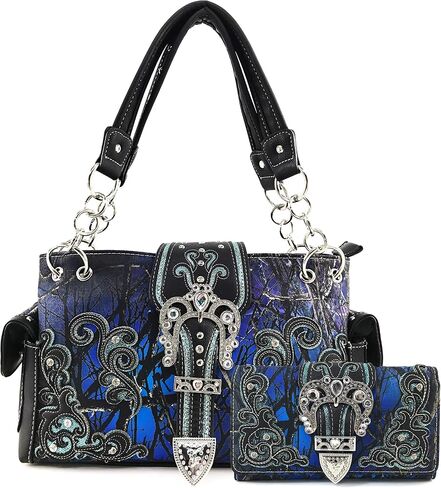 Zelris Camouflage Shine Glow Buckle Women Conceal Carry Handbag with Wallet Set in Kuwait