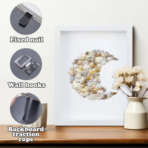 FuninCrea 8 x 10 Inch Shadow Box Frame, Wooden Shadow Boxes Display Cases Large 3D Box Frame for Tabletop Wall Hanging, Deep Shadow Box Memory Frame for DIY Crafts Photos Dry Flowers (White) in Kuwait