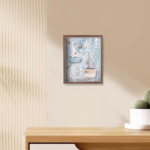FuninCrea 8 x 10 Inch Shadow Box Frame, Wooden Shadow Boxes Display Cases Large 3D Box Frame for Tabletop Wall Hanging, Deep Shadow Box Memory Frame for DIY Crafts Photos Dry Flowers (White) in Kuwait