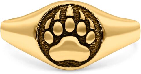 Blue Apple Co. Bear Paw Ring Oxidized Band Solid 925 Sterling Silver Thumb Ring (9.6mm) in Saudi Arabia