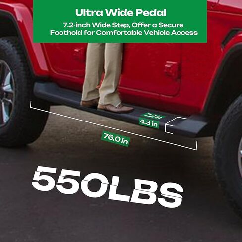 7.2 '' لوحات الجري خطوات جانبية متوافقة مع Jeep Wrangler JL Crew Cab 2018-2024 لوحة تشغيل لجيب Wrangler 4 Door Black Rails Nerf Bars in Kuwait