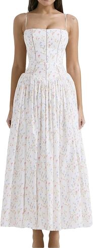 houstil Women's Strap Casual Wedding Guest Summer Dress Maxi Corset Holiday Party Beach Cocktail Evening Dresses in Kuwait