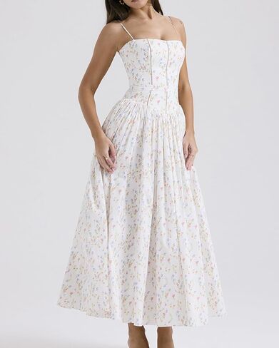 houstil Women's Strap Casual Wedding Guest Summer Dress Maxi Corset Holiday Party Beach Cocktail Evening Dresses in Kuwait