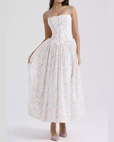 houstil Women's Strap Casual Wedding Guest Summer Dress Maxi Corset Holiday Party Beach Cocktail Evening Dresses in Kuwait
