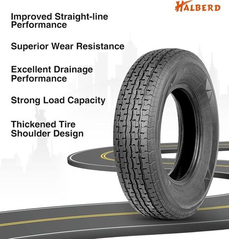 HALBERD Set of 2 Premium Trailer Tires ST205/75R15 8PR Load Range D Heavy Duty 205 75 15 Radial Trailer Tires Improve Traction in all-road conditions in Kuwait