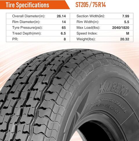 HALBERD Set of 2 Premium Trailer Tires ST205/75R15 8PR Load Range D Heavy Duty 205 75 15 Radial Trailer Tires Improve Traction in all-road conditions in Kuwait