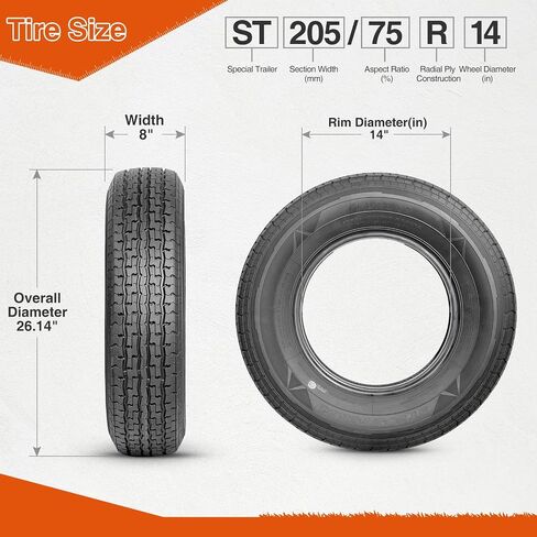 HALBERD Set of 2 Premium Trailer Tires ST205/75R15 8PR Load Range D Heavy Duty 205 75 15 Radial Trailer Tires Improve Traction in all-road conditions in Kuwait