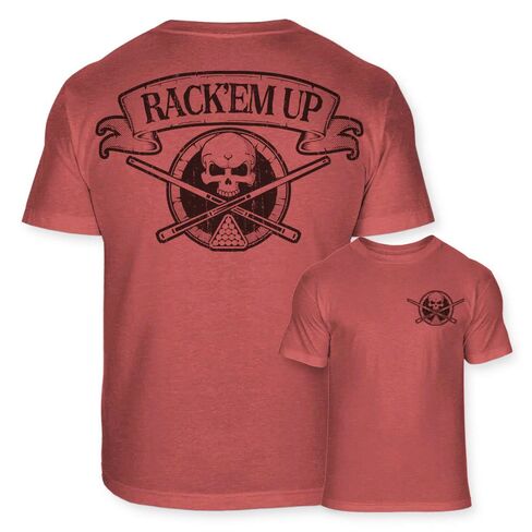 Billiards Skull Crossbones Athletic T-Shirt - Rack'em Up Pool Shark Badge Tee Shirt - A99 in Saudi Arabia