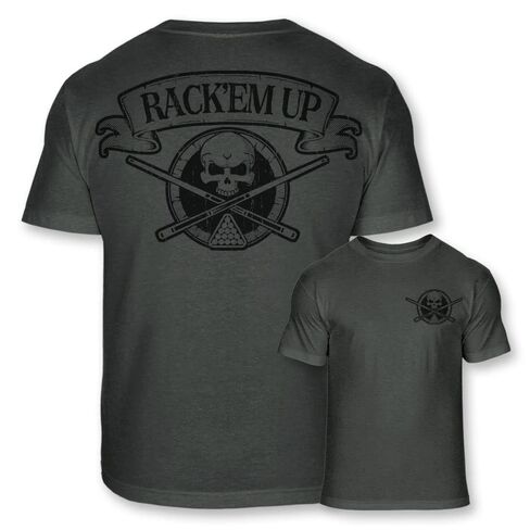 Billiards Skull Crossbones Athletic T-Shirt - Rack'em Up Pool Shark Badge Tee Shirt - A99 in Saudi Arabia