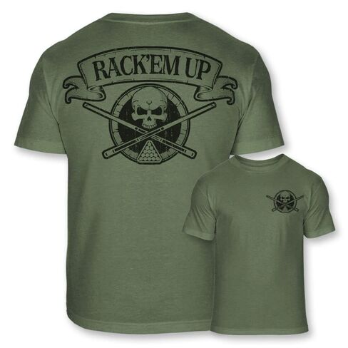 Billiards Skull Crossbones Athletic T-Shirt - Rack'em Up Pool Shark Badge Tee Shirt - A99 in Saudi Arabia