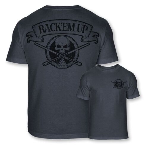 Billiards Skull Crossbones Athletic T-Shirt - Rack'em Up Pool Shark Badge Tee Shirt - A99 in Saudi Arabia