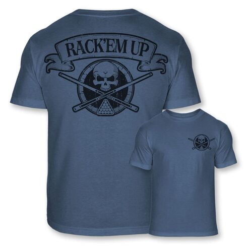 Billiards Skull Crossbones Athletic T-Shirt - Rack'em Up Pool Shark Badge Tee Shirt - A99 in Saudi Arabia