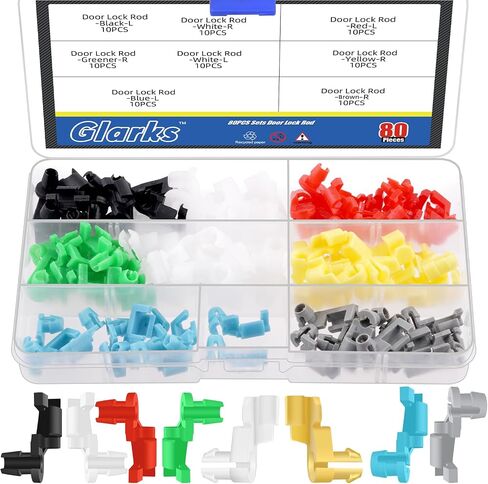 Glarks 80pcs 4 أزواج مقبض الباب الخلفي قضيب القفل مقطع التجنيب ، 5/32 مقاطع قفل الباب حجم القضيب ، مقطع دفع المزلاج محرك السيارة ، مقاطع زبان قفل الباب الخلفي لصالح الشاحنات GM Chevy GMC in Saudi Arabia
