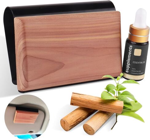 Gift Boxed Car Air Freshener – Long-Lasting Fragrance for 90+ Days – Wooden Car Diffuser – 8 Scents Available – Includes 1 Bottle of 5ML Essential Oil Refill – 0.17 FL OZ (Teak Scent) in Kuwait