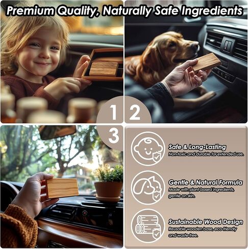 Gift Boxed Car Air Freshener – Long-Lasting Fragrance for 90+ Days – Wooden Car Diffuser – 8 Scents Available – Includes 1 Bottle of 5ML Essential Oil Refill – 0.17 FL OZ (Teak Scent) in Kuwait