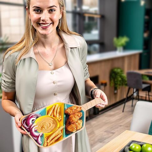Pickleball Paddle Snack Tray - Cool Pickleball Serving Tray for Snacks - Paddle-Shaped Serving Tray with Compartments - Unique Divided Snack Tray for Pickleball Fans - Ceramic Kitchen Snack Holder in Saudi Arabia