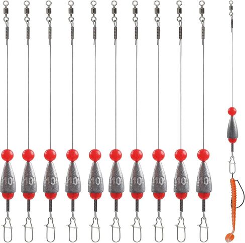 Carolina Ready Rigs for Bass Fishing,5pcs Pre-Rigged Fishing Rigs with Bullet Sinkers Stainless Steel Fishing Leaders Fishing Weights Swivel Snaps Beads Rig Kit for Saltwater Freshwater in Kuwait