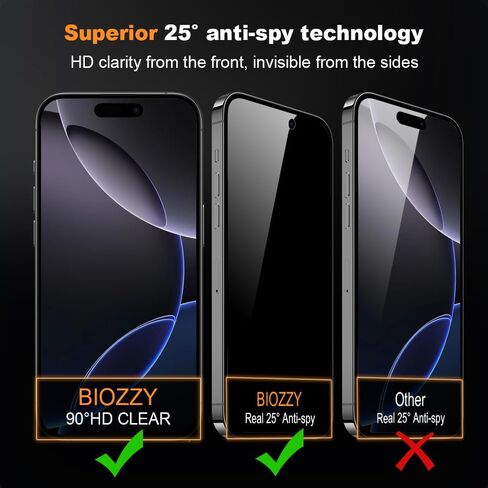 3 Pack for iPhone 16 Pro Privacy Screen Protector 6.3 inch Anti-Spy Tempered Glass Film Accessories Easy Installation in Saudi Arabia