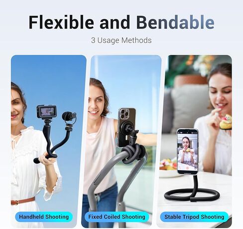 حامل ثلاثي مرن مغناطيسي ممتد لهاتف iPhone، ارتفاع وزاوية قابل للتعديل وقابل للانحناء حامل ثلاثي الأخطبوط للهاتف المحمول لـ Magsafe وAndroid وكاميرا مدمجة وGoPro Travel Selfie/Vlogging/تسجيل الفيديو in Kuwait