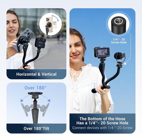 حامل ثلاثي مرن مغناطيسي ممتد لهاتف iPhone، ارتفاع وزاوية قابل للتعديل وقابل للانحناء حامل ثلاثي الأخطبوط للهاتف المحمول لـ Magsafe وAndroid وكاميرا مدمجة وGoPro Travel Selfie/Vlogging/تسجيل الفيديو in Kuwait