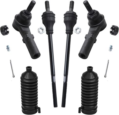 Detroit Axle - Front 6pc Tie Rods Kit for 2003-2019 Chevy Express GMC Savana 2500 3500, 4 Tie Rod Ends 2 Boots 2004 2005 2006 2007 2008 2009 2010 2011 2012 2013 2014 2015 2016 2017 2018 Replacement in Saudi Arabia