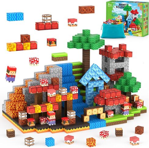 لعبة المكعبات المغناطيسية - مجموعة ألعاب الفيديو Build Mine Magnet World Adventure للأطفال الصغار، مجموعة عناصر مغناطيسية فائقة الإخوان هدية للأولاد والبنات والأطفال بعمر 3 سنوات فما فوق in Saudi Arabia