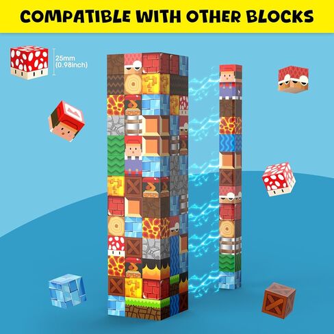 لعبة المكعبات المغناطيسية - مجموعة ألعاب الفيديو Build Mine Magnet World Adventure للأطفال الصغار، مجموعة عناصر مغناطيسية فائقة الإخوان هدية للأولاد والبنات والأطفال بعمر 3 سنوات فما فوق in Saudi Arabia