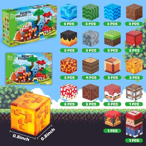 لعبة المكعبات المغناطيسية - مجموعة ألعاب الفيديو Build Mine Magnet World Adventure للأطفال الصغار، مجموعة عناصر مغناطيسية فائقة الإخوان هدية للأولاد والبنات والأطفال بعمر 3 سنوات فما فوق in Saudi Arabia