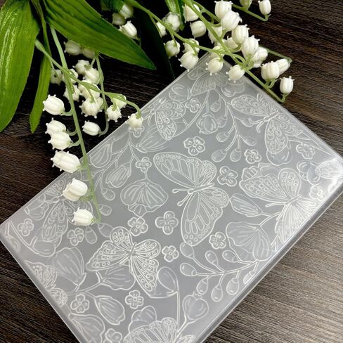 3D Flowers Embossing Folder for Card Making,Rose Floral Texture Clear Plastic Embossing Folder Template for DIY Paper Crafts Scrapbooking Polymer Clay Decoration in Kuwait