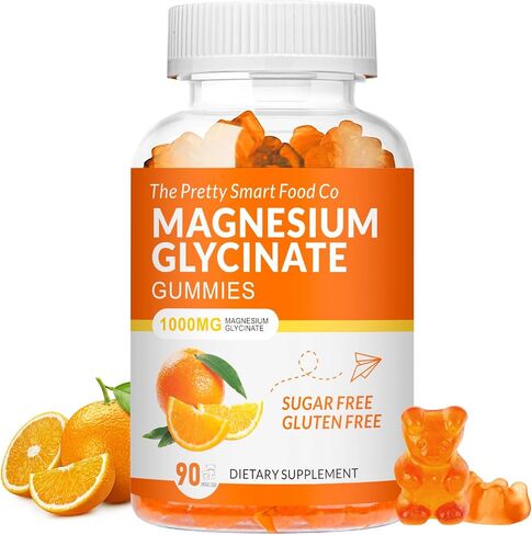 غليسينات المغنيسيوم غليسينات 1000mg - 90 ct | مكملات البوتاسيوم المغنيسيوم للاسترخاء ، وتخفيف الإجهاد ، مع فيتامين D ، B6 ، CoQ10 لدعم المزاج والكهف - البرتقاليين in Kuwait