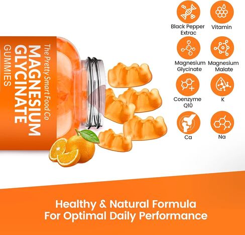 غليسينات المغنيسيوم غليسينات 1000mg - 90 ct | مكملات البوتاسيوم المغنيسيوم للاسترخاء ، وتخفيف الإجهاد ، مع فيتامين D ، B6 ، CoQ10 لدعم المزاج والكهف - البرتقاليين in Kuwait