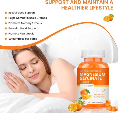 غليسينات المغنيسيوم غليسينات 1000mg - 90 ct | مكملات البوتاسيوم المغنيسيوم للاسترخاء ، وتخفيف الإجهاد ، مع فيتامين D ، B6 ، CoQ10 لدعم المزاج والكهف - البرتقاليين in Kuwait